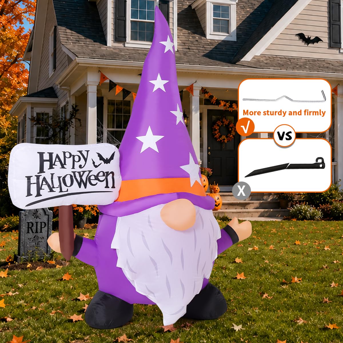 5FT Halloween Inflatable Gnome Yard Decor with LEDs F745276