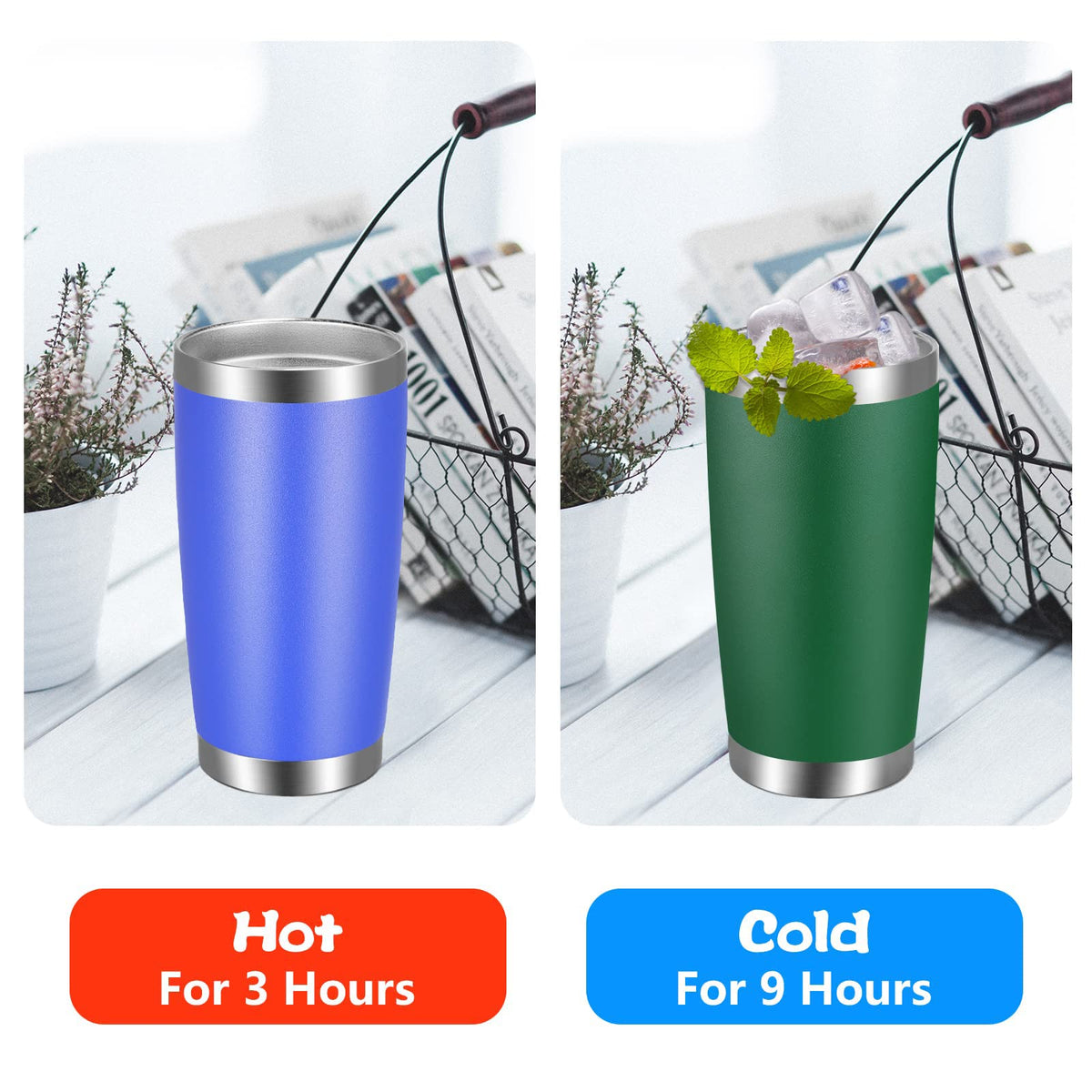 20oz Stainless Steel Insulated Tumbler with Lid and Straw E5953