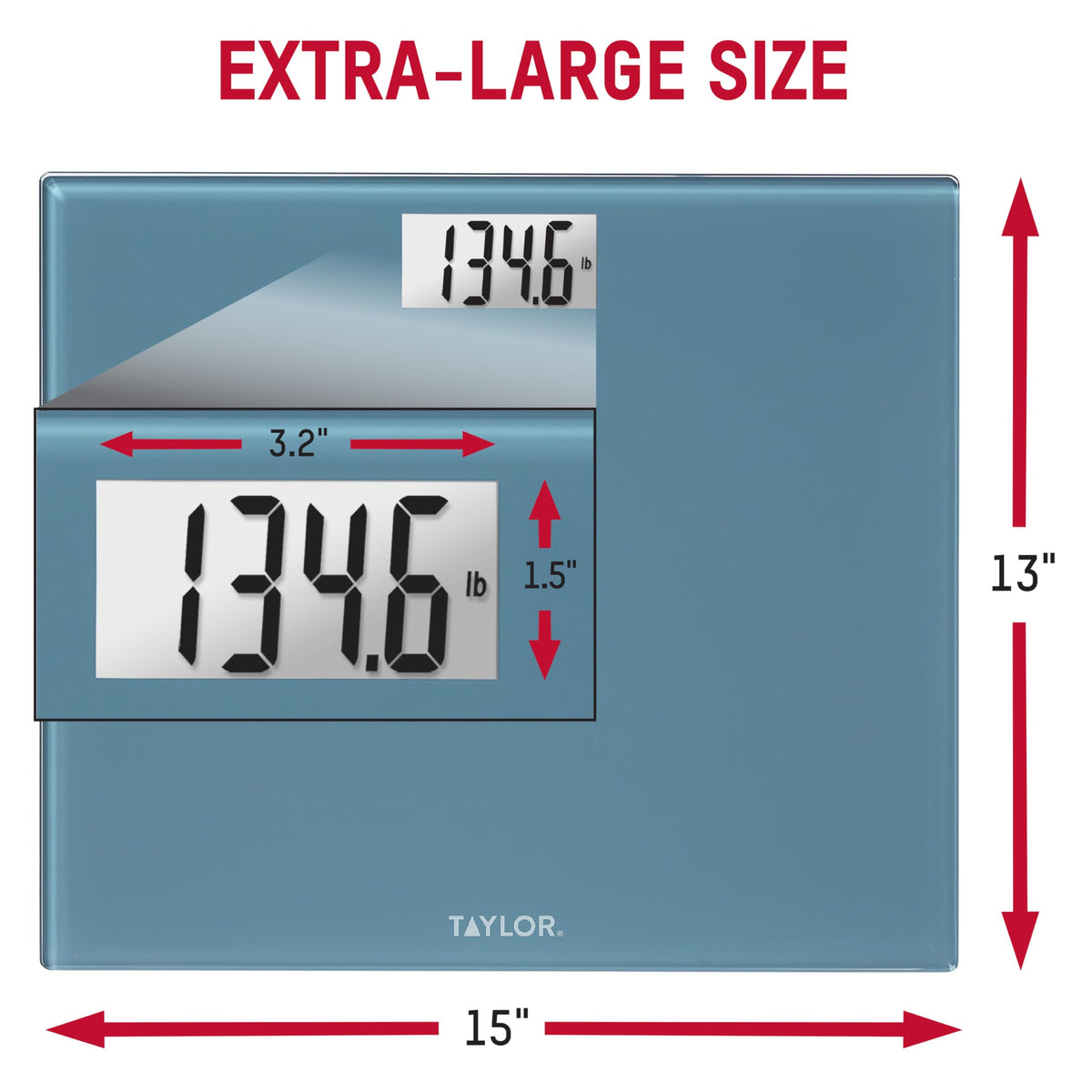 Digital Scale, Extra-Wide 13x15 Glass Platform, Slate Blue M252