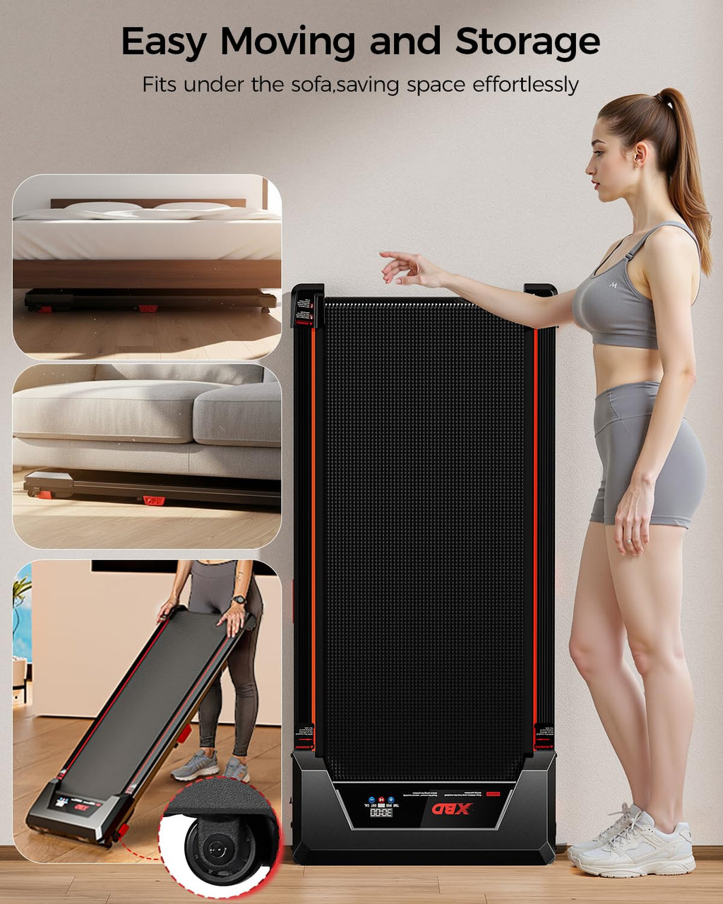 Incline Walking Pad Treadmill 330 Lbs Capacity 2.5HP B402