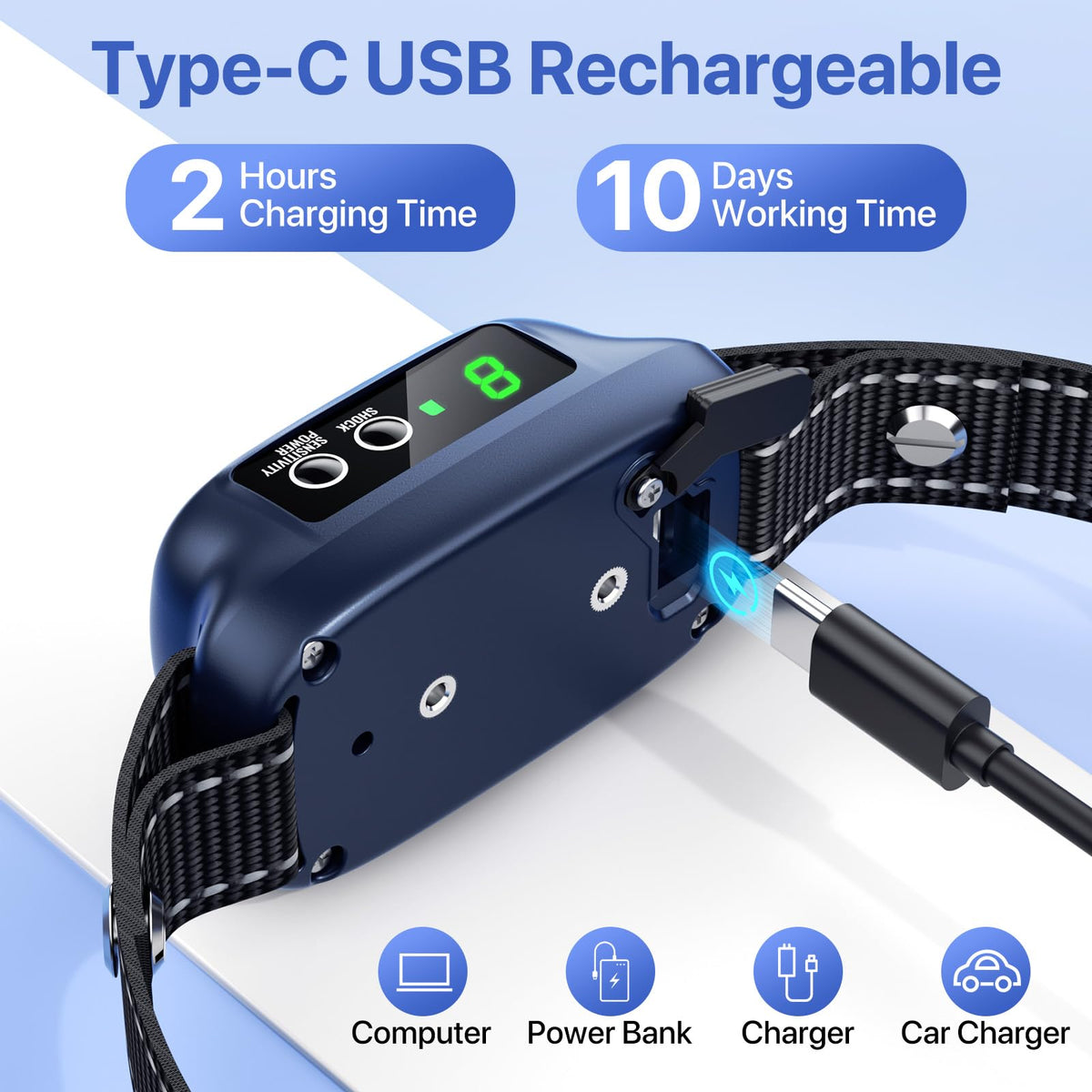 Automatic Waterproof Rechargeable Dog Bark Collar Q452