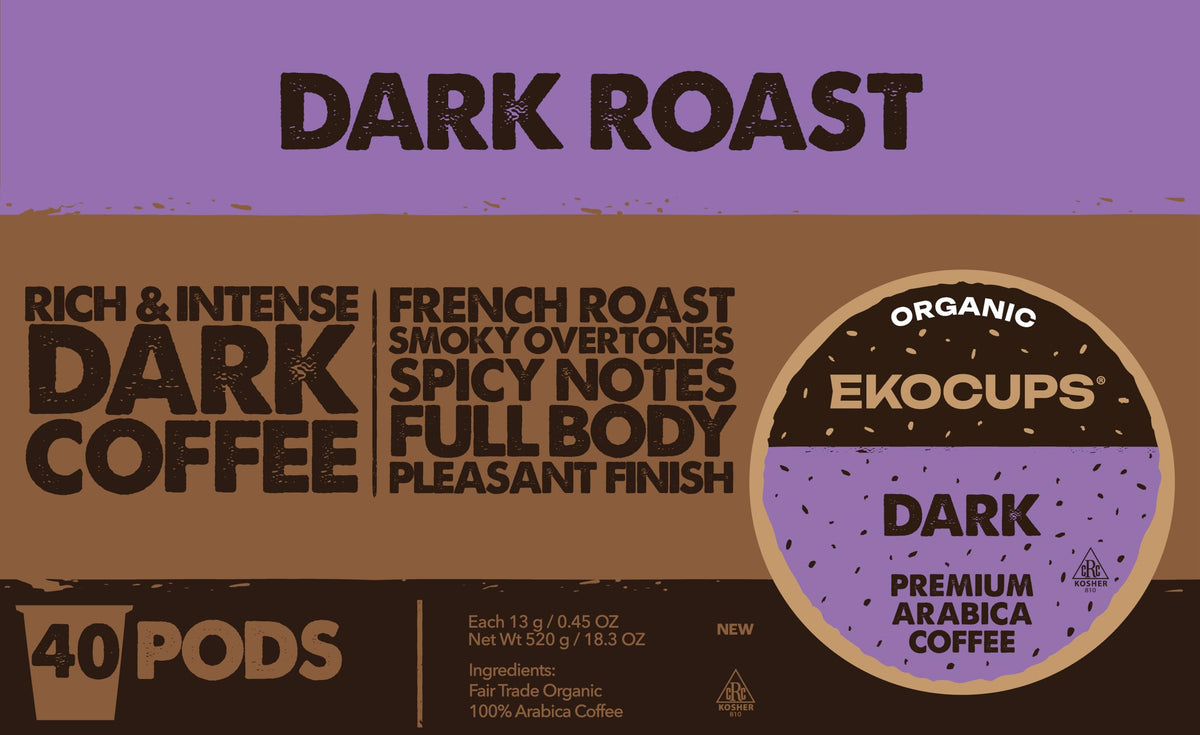 Organic Dark Roast Coffee Pods, 40 Recyclable Capsules E343715
