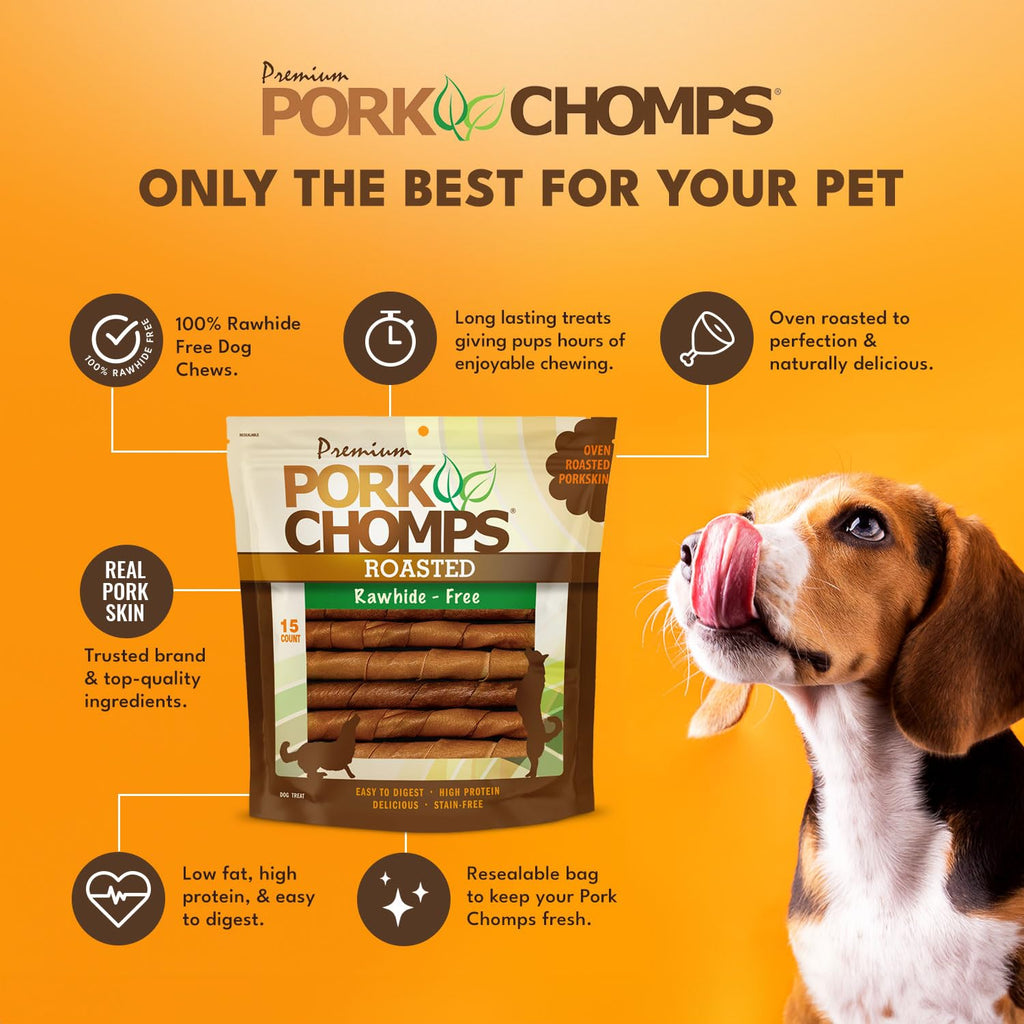 Roasted Pork Skin Dog Chews 6in Twists 15 Count T5916