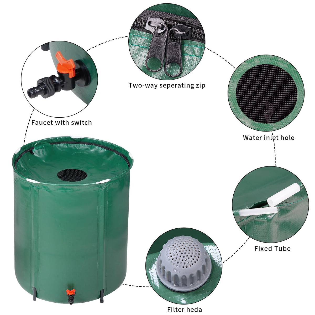 50 Gallon Foldable PVC Rain Barrel with Filter P74890