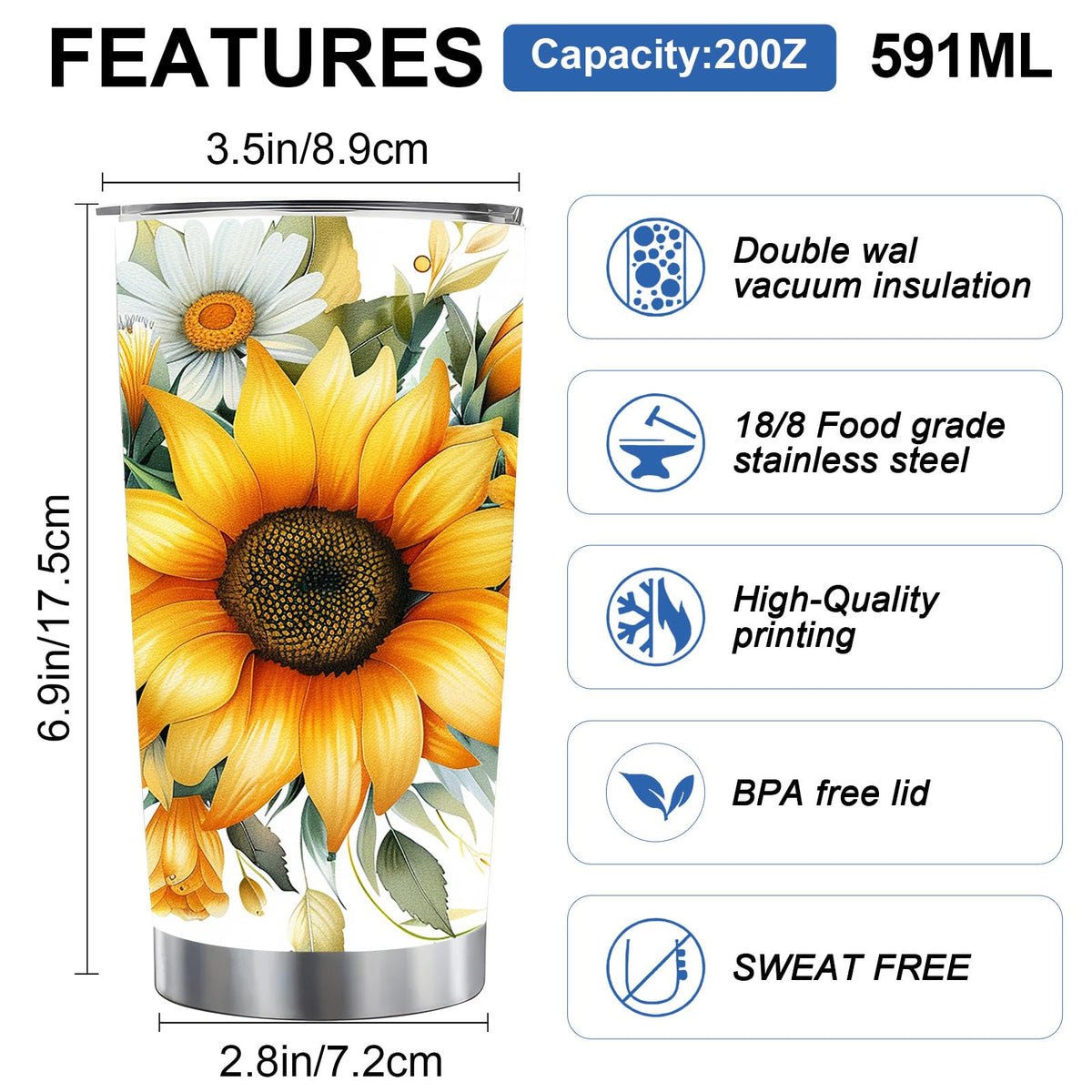 20 oz Sunflower Tumbler Cup P18904
