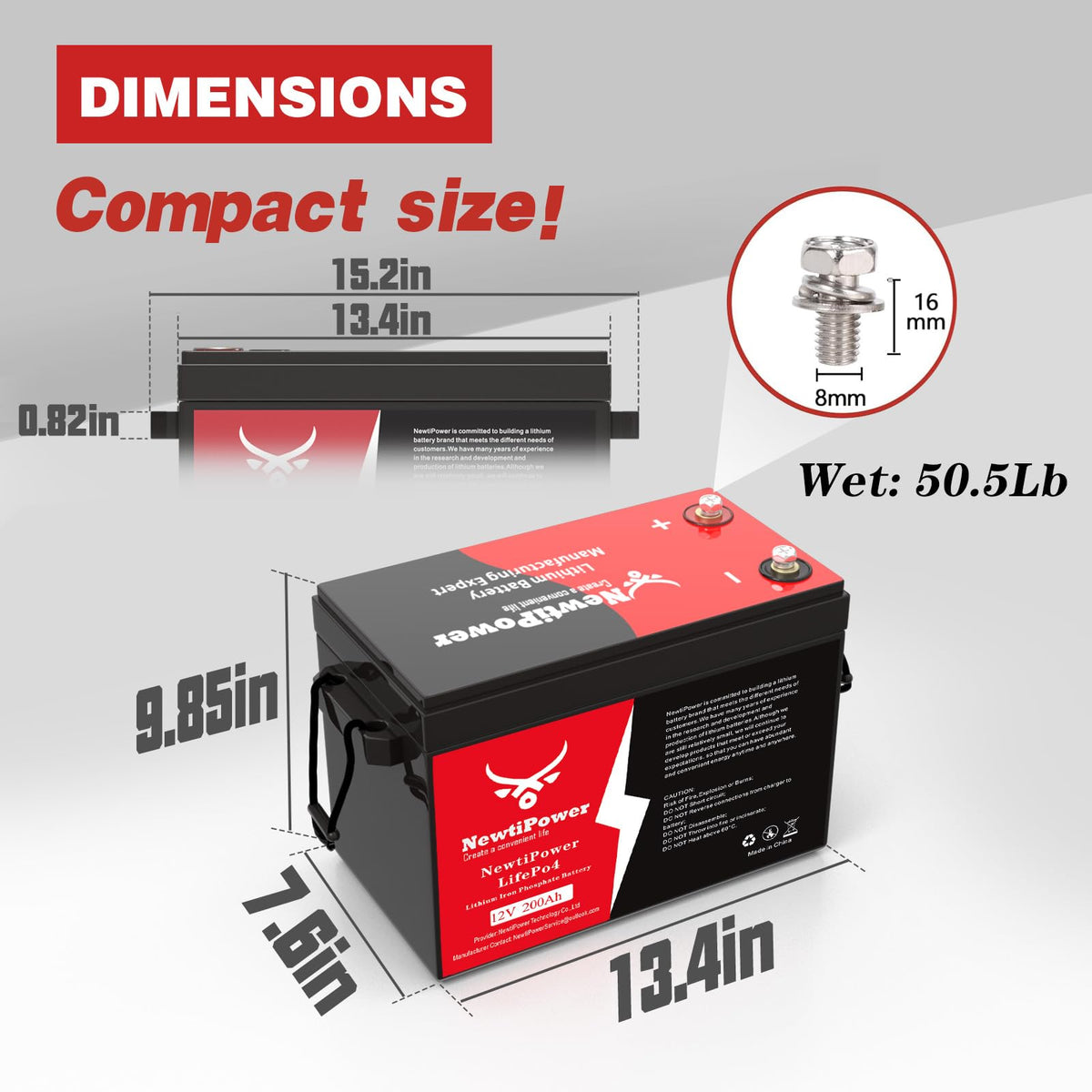 12V 200Ah Lithium LiFePO4 Battery with 150A BMS V2278
