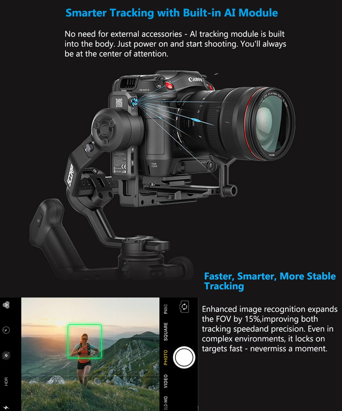 3-Axis Gimbal Stabilizer with AI Tracking and Detachable Handle G538