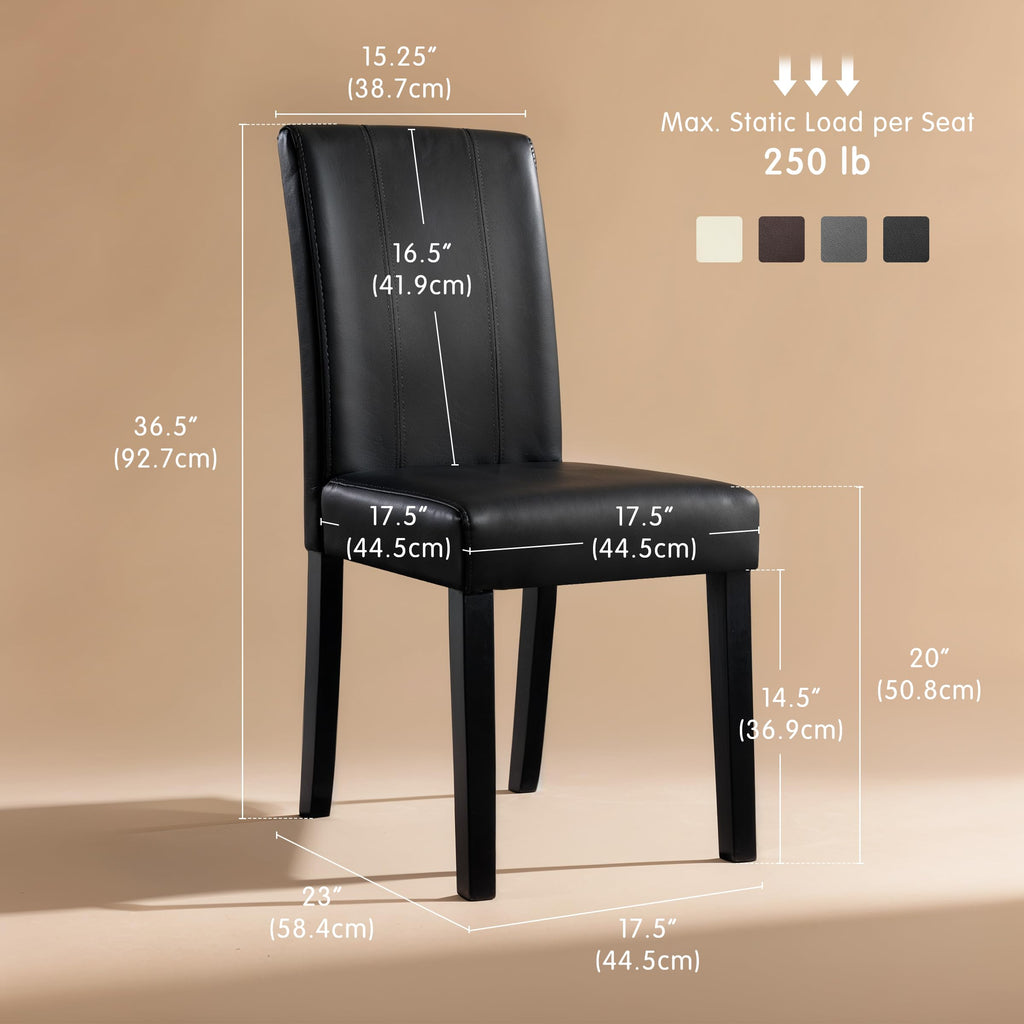 Black Faux Leather Upholstered Dining Chairs Set of 4 with Wood Legs G696695