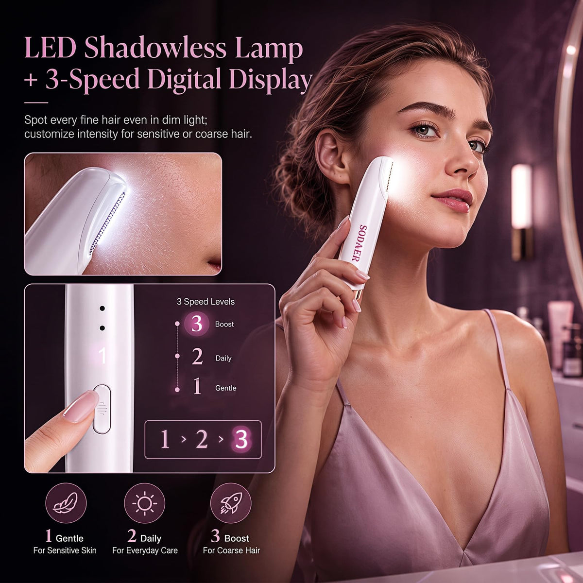Facial Hair Remover with LED Light U209453