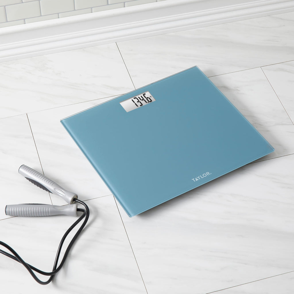 Digital Scale, Extra-Wide 13x15 Glass Platform, Slate Blue M252