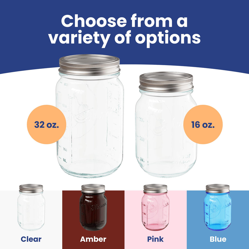 16oz Clear Glass Mason Jars with Lids 12-Pack Q513