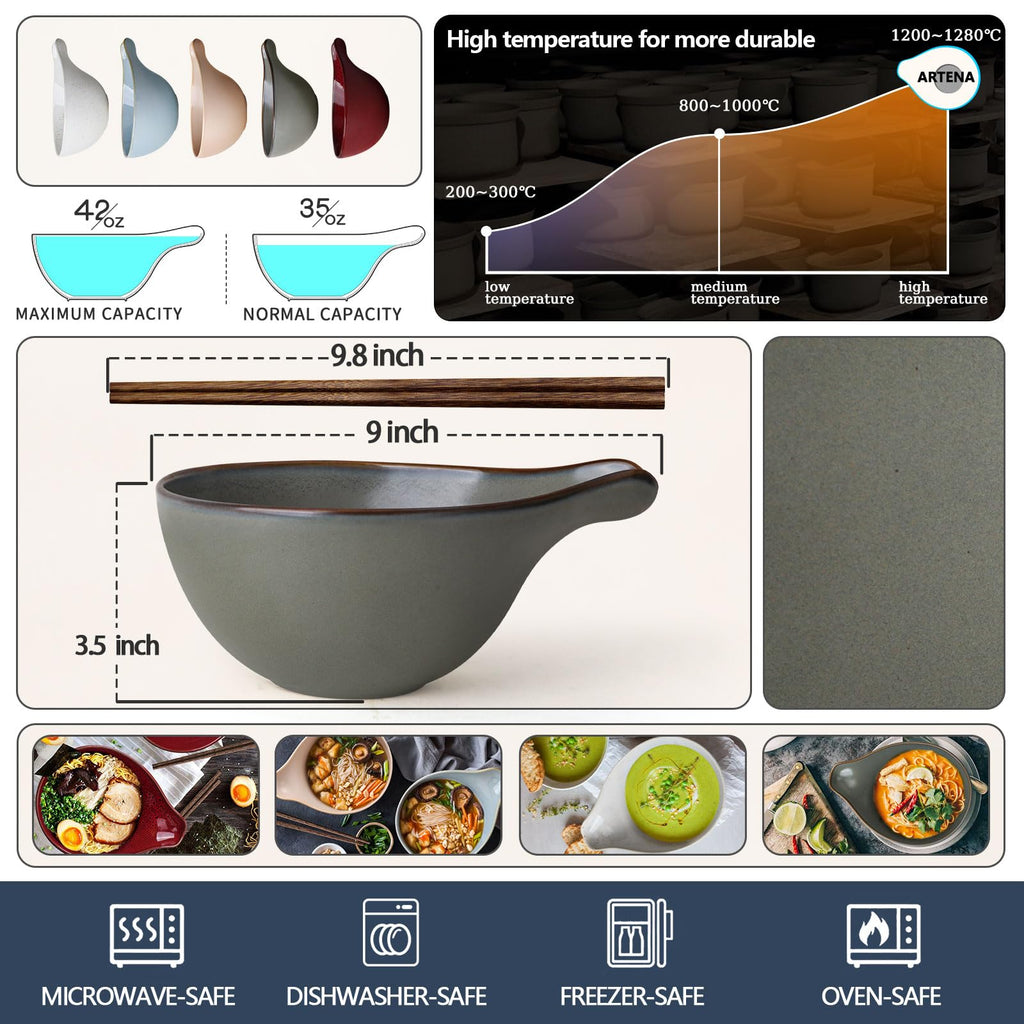 42oz Ceramic Ramen Bowl Set of 4 Y743081