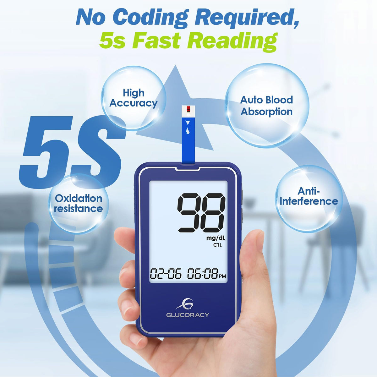 Blood Glucose Monitor Kit with 100 Test Strips G108642