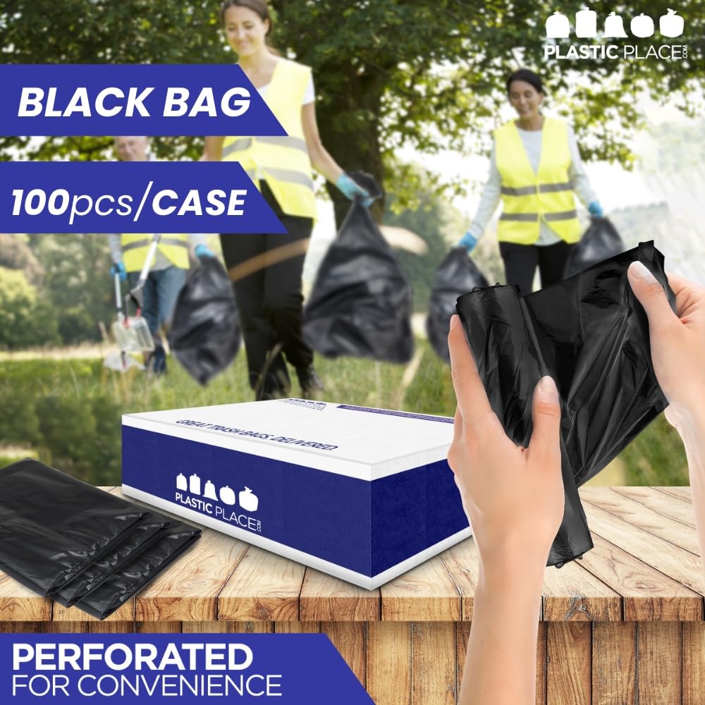 Heavy Duty Black 40-45 Gallon Trash Bags 100 Count 1.5 Mil Y926