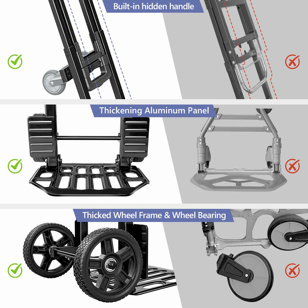 3-in-1 Convertible Dolly Cart 600LB Hand Truck with 6 Wheels J166