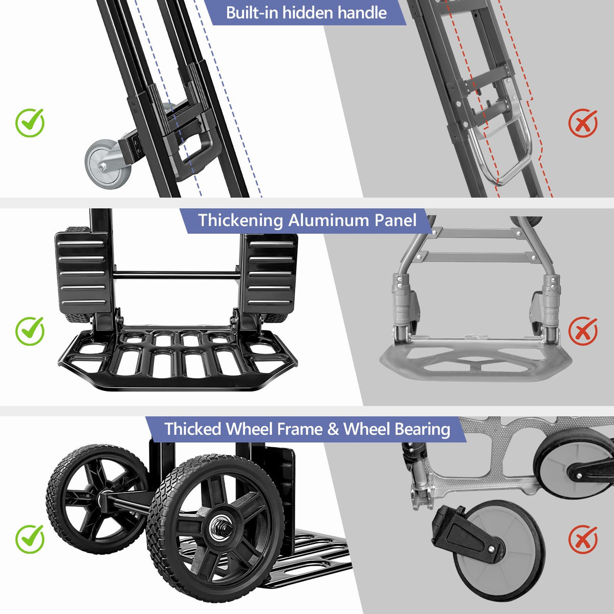 3-in-1 Convertible Dolly Cart 600LB Hand Truck with 6 Wheels J166