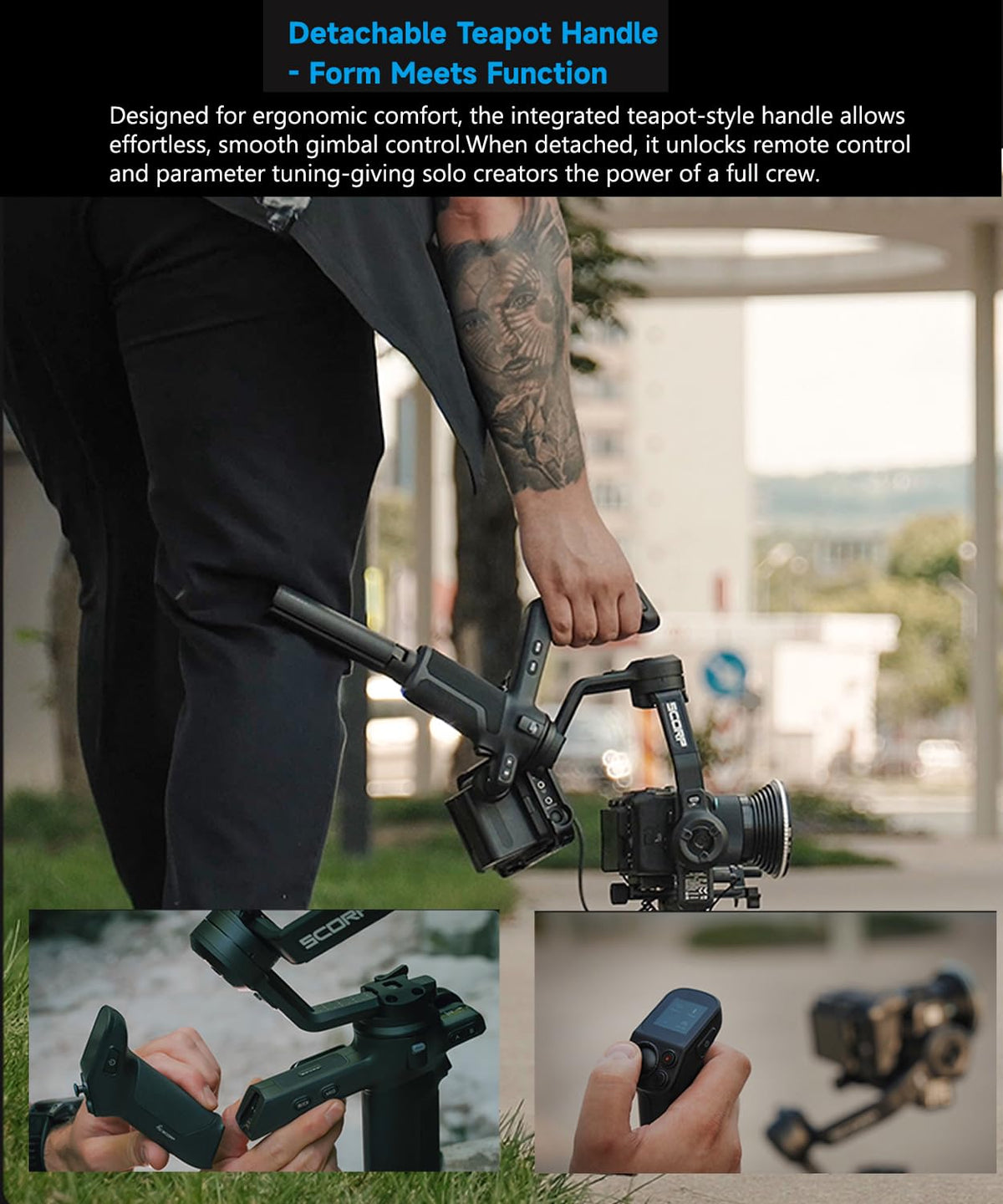 3-Axis Gimbal Stabilizer with AI Tracking and Detachable Handle G538