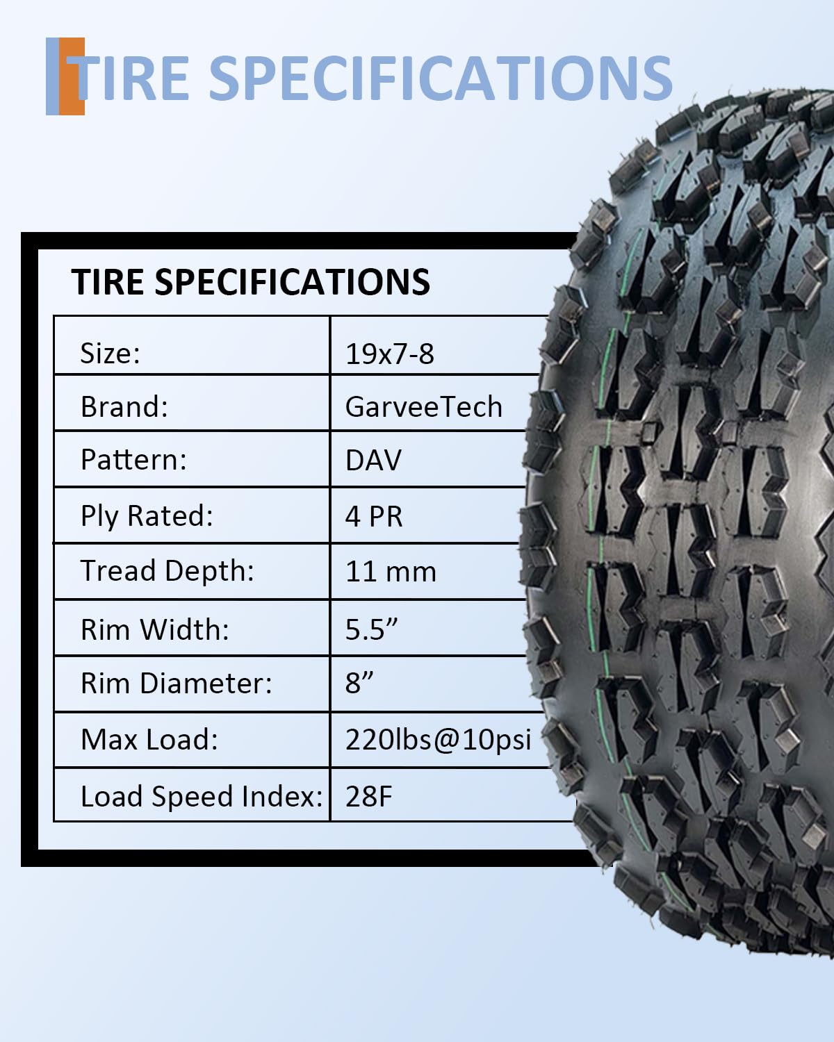 19x7-8 4 Ply Tubeless ATV UTV Tires Set of 2 E169884