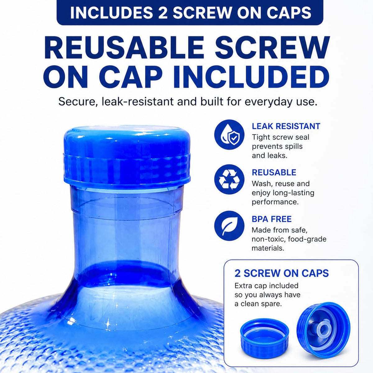 5 Gallon Water Jug with 2 Screw-On Caps T69841