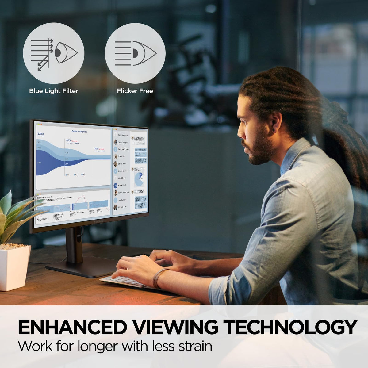 22 Inch 1080p VA Monitor with HDMI DisplayPort VGA USB X819377