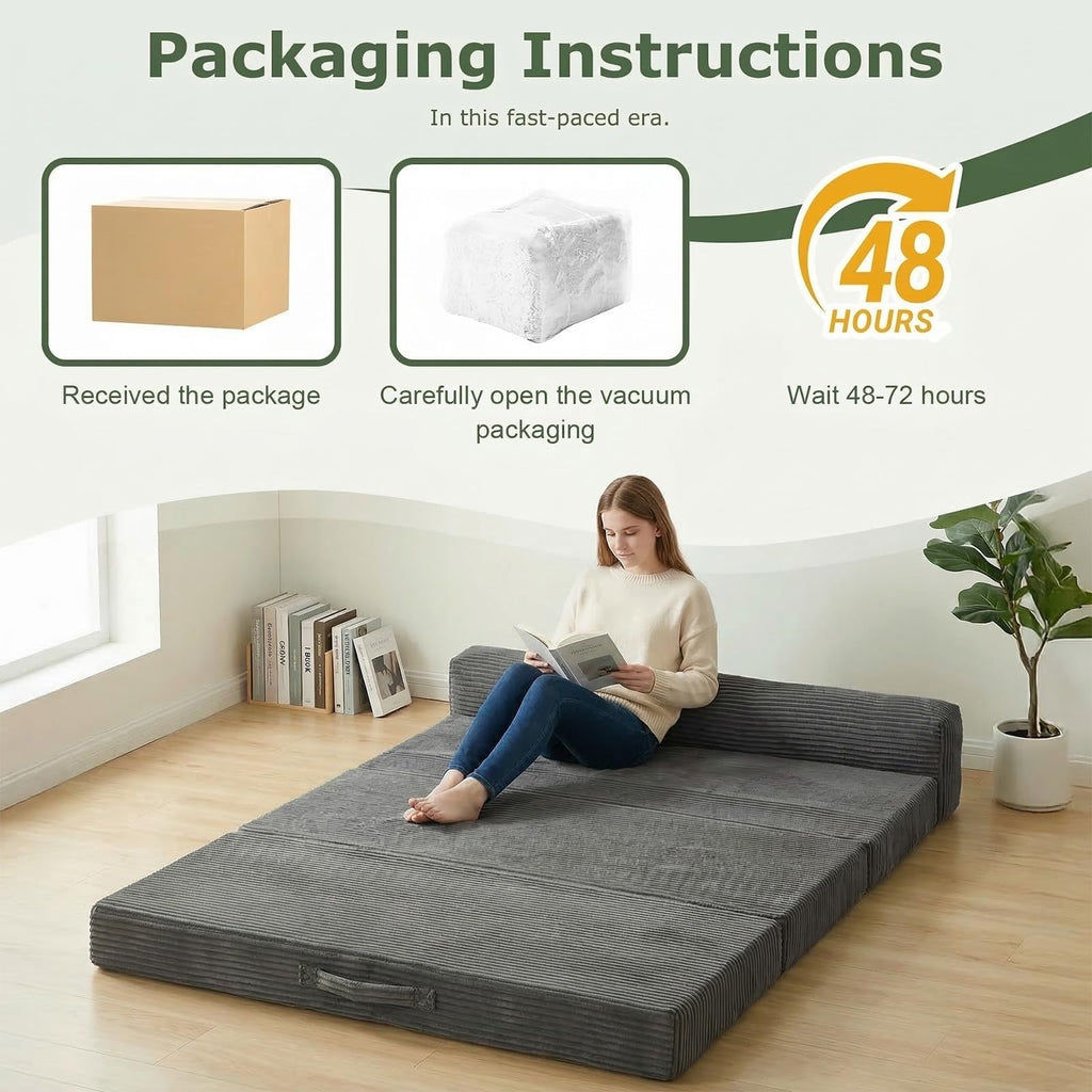 6 inch Tri-Folding Full Size Grey Mattress B574