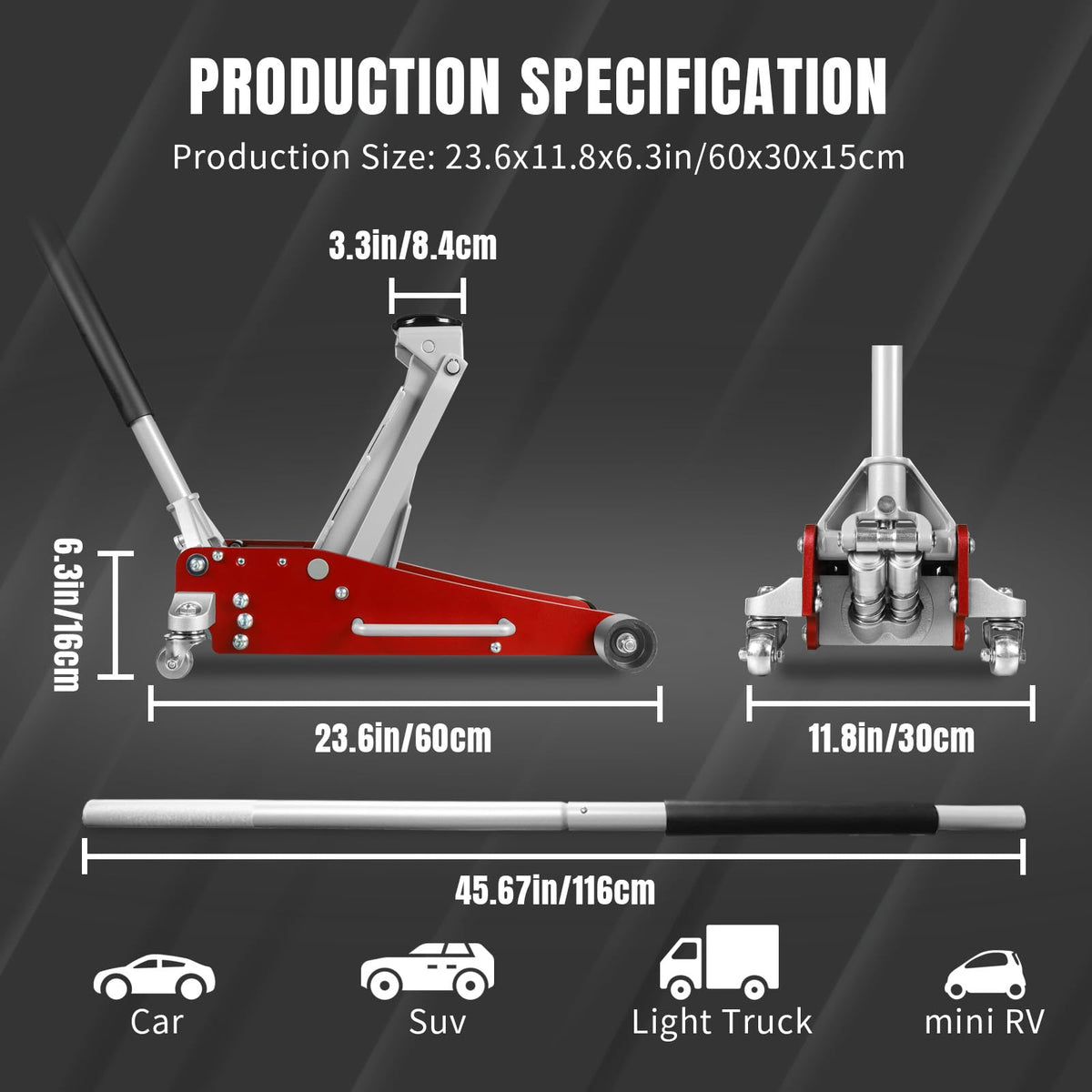 3 Ton Low Profile Aluminum and Steel Car Jack with Jack Stand X411