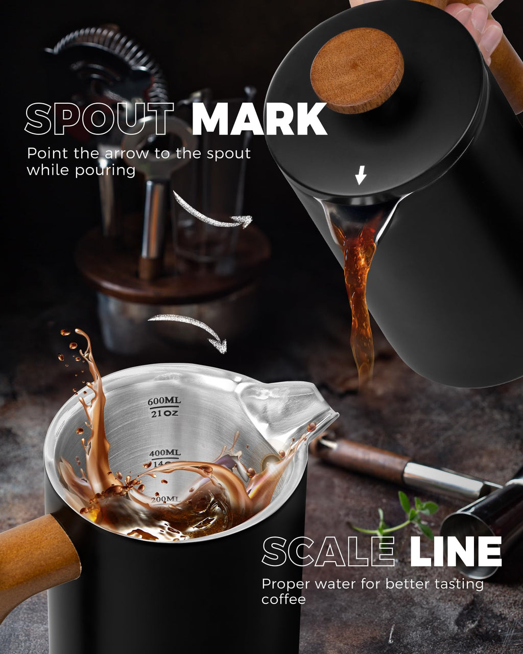French Press Coffee Maker, 21oz, Black G840