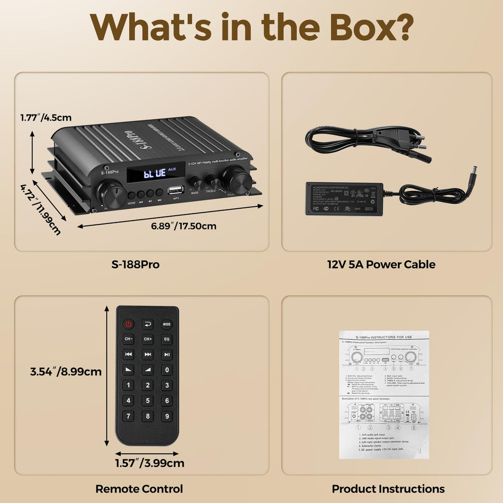 2.1 Channel Stereo Audio Amplifier Bluetooth 5.0 with Remote R26790