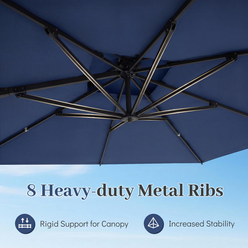 10 FT Navy Blue Cantilever Patio Umbrella U6788