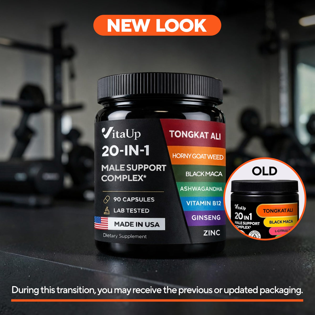 90 Vegan Caps Men Supplements with Tongkat Ali, Black Maca Root, Zinc, Vitamin B12 N441