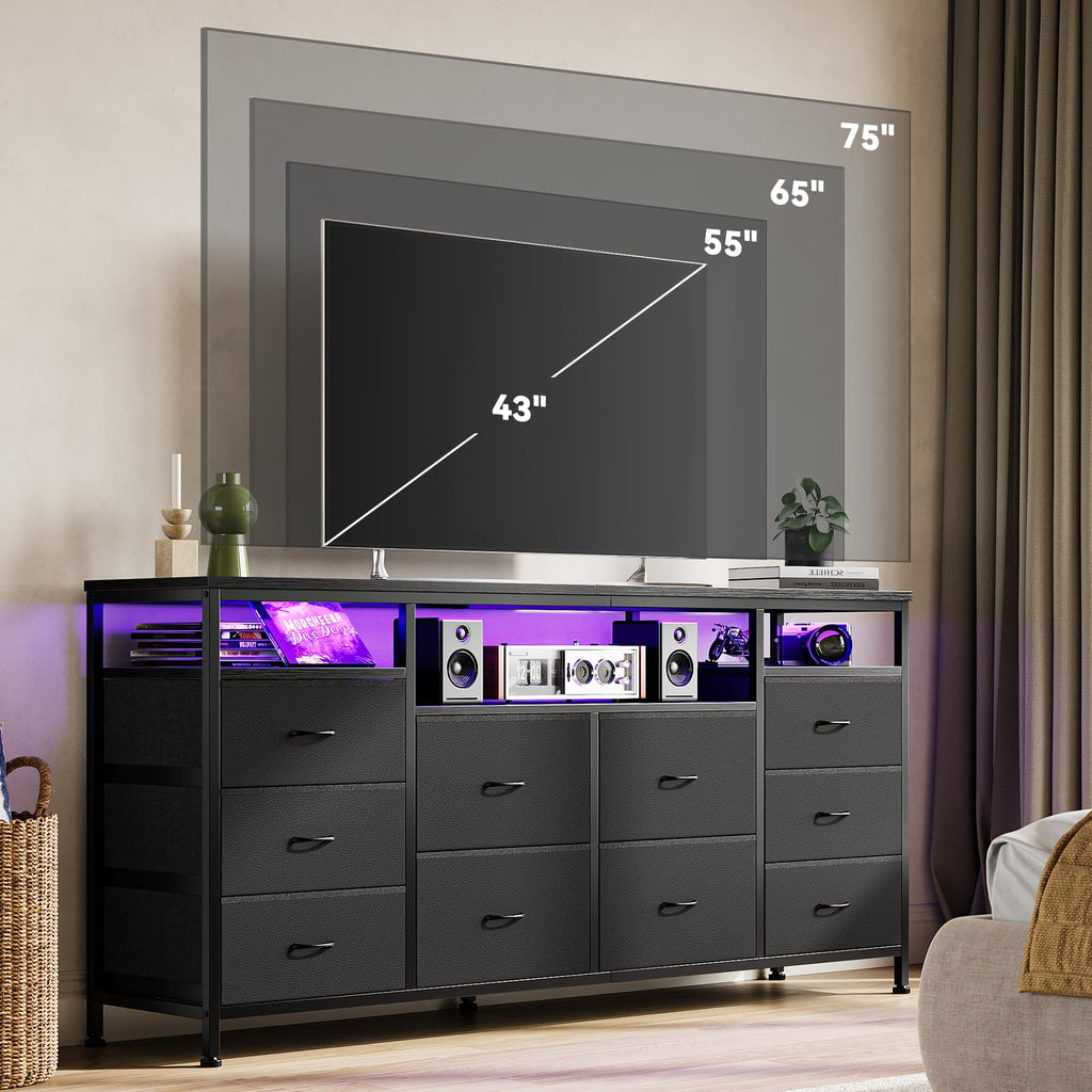 Black 10 Drawer Dresser TV Stand Q72690