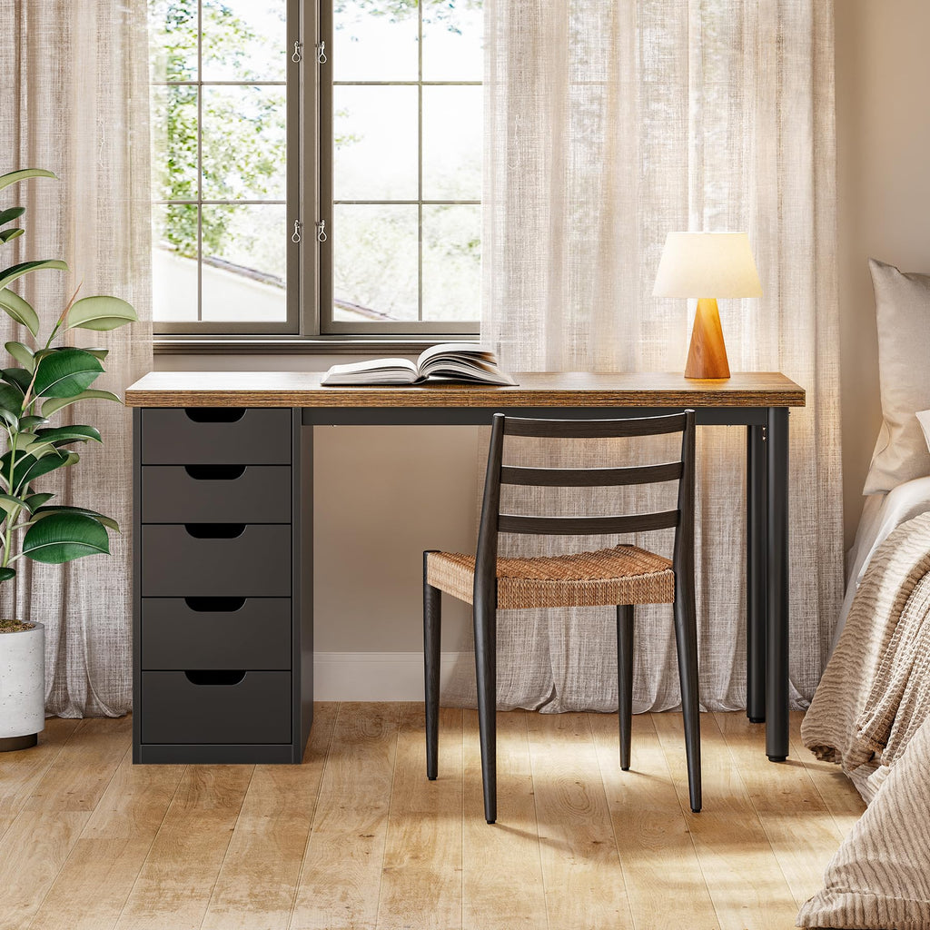 47 Inch Computer Desk with 5 Drawers Metal Frame Q23468