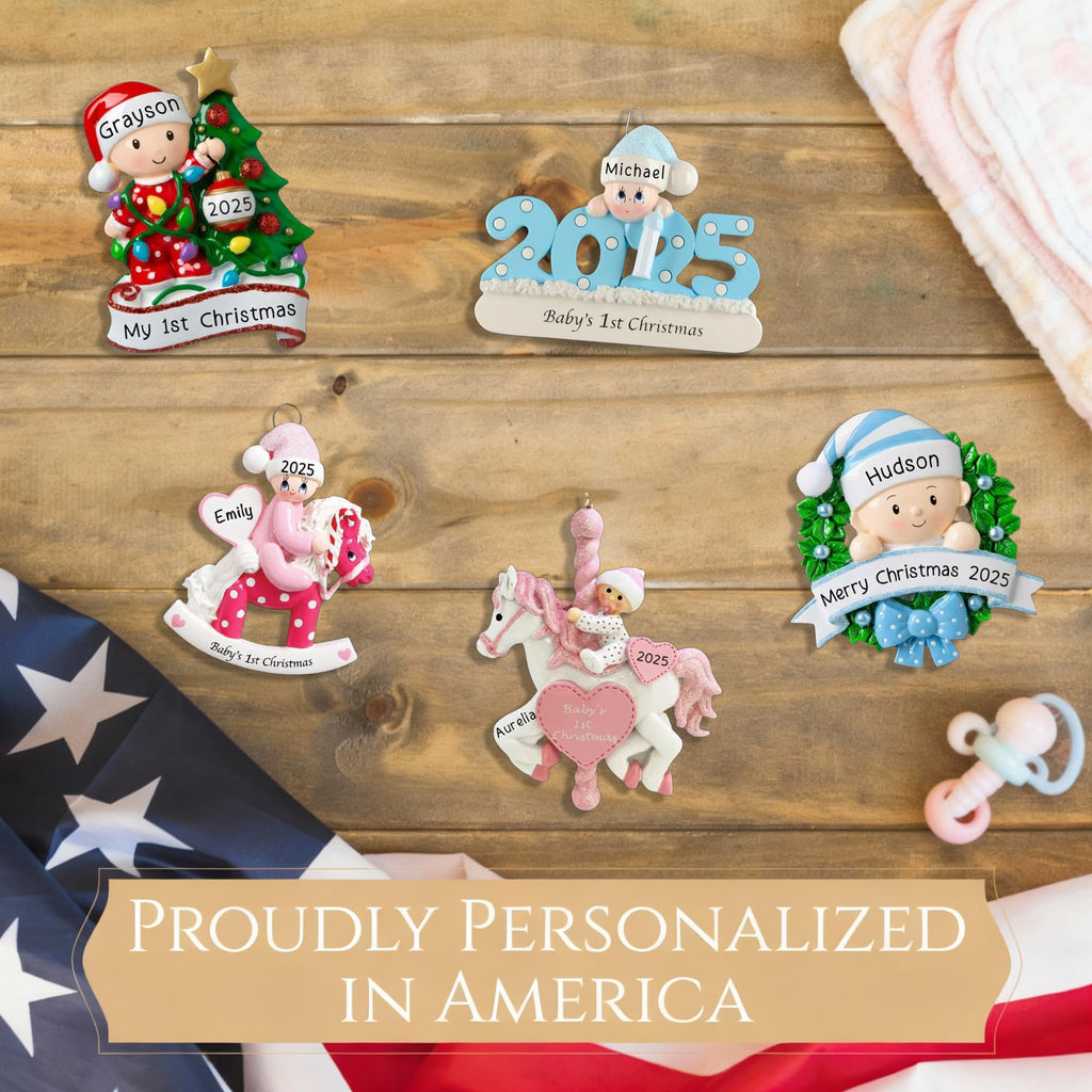 Baby's First Christmas Ornament 2026 Pink Carousel V889755