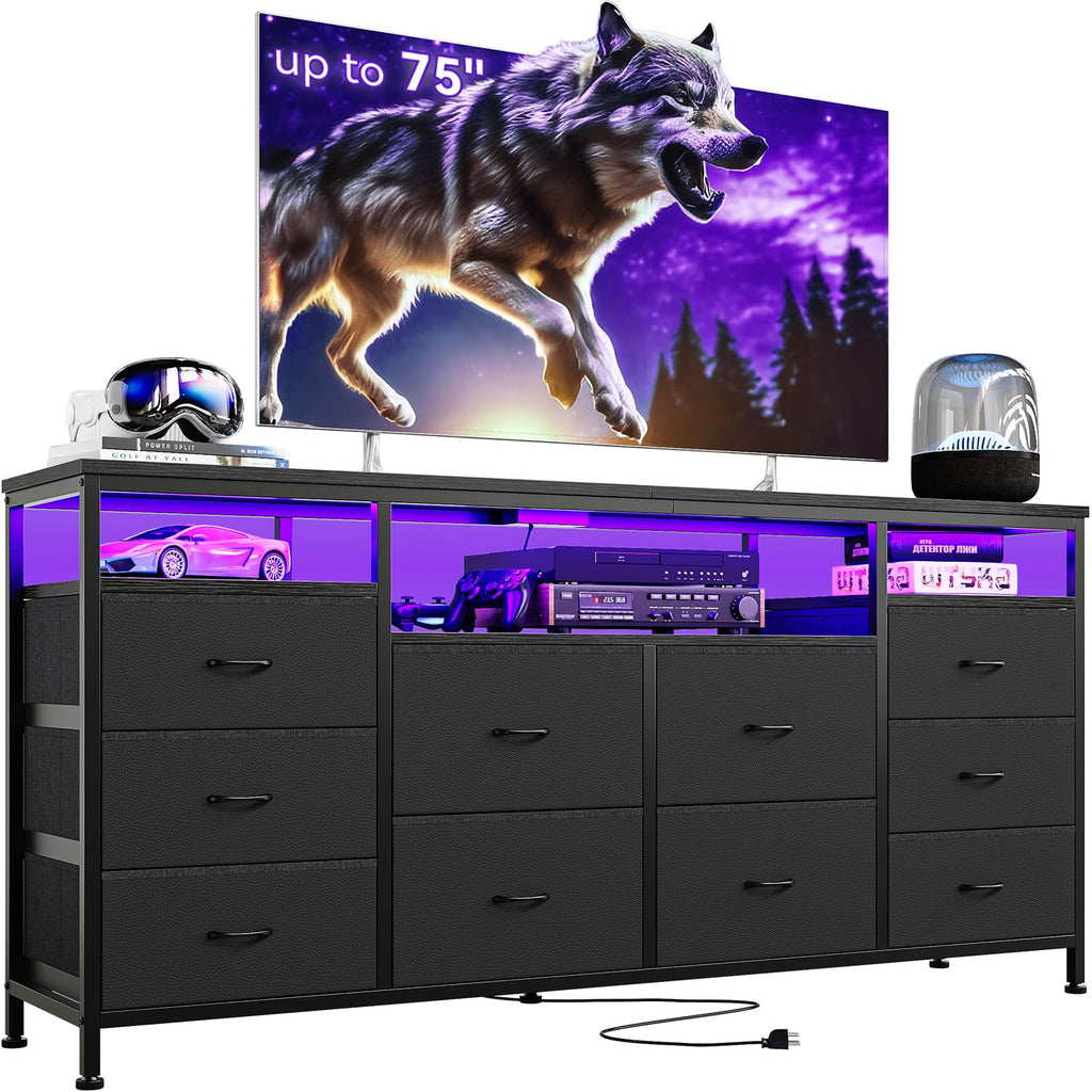 Black 10 Drawer Dresser TV Stand Q72690
