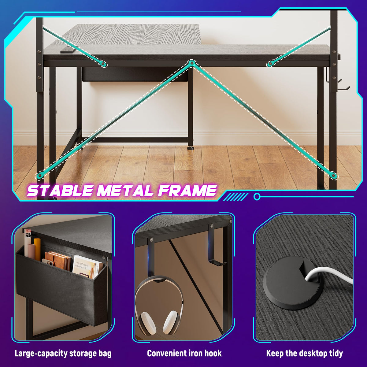 53" L Shaped Gaming Desk Q583262