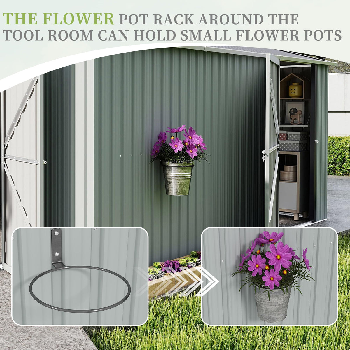 10x12 FT White Metal Storage Shed U96961