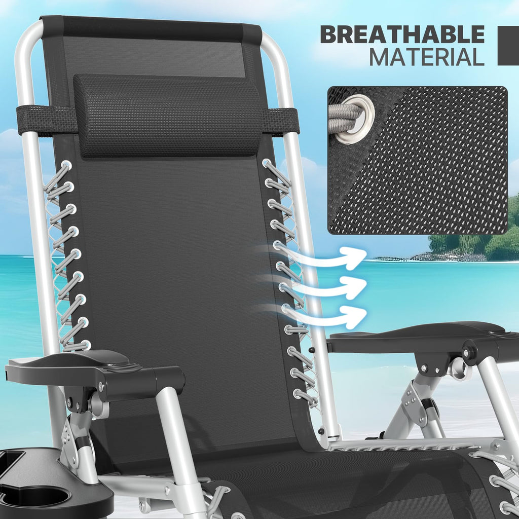 Zero Gravity Reclining Patio Lounge Chair, Black R372