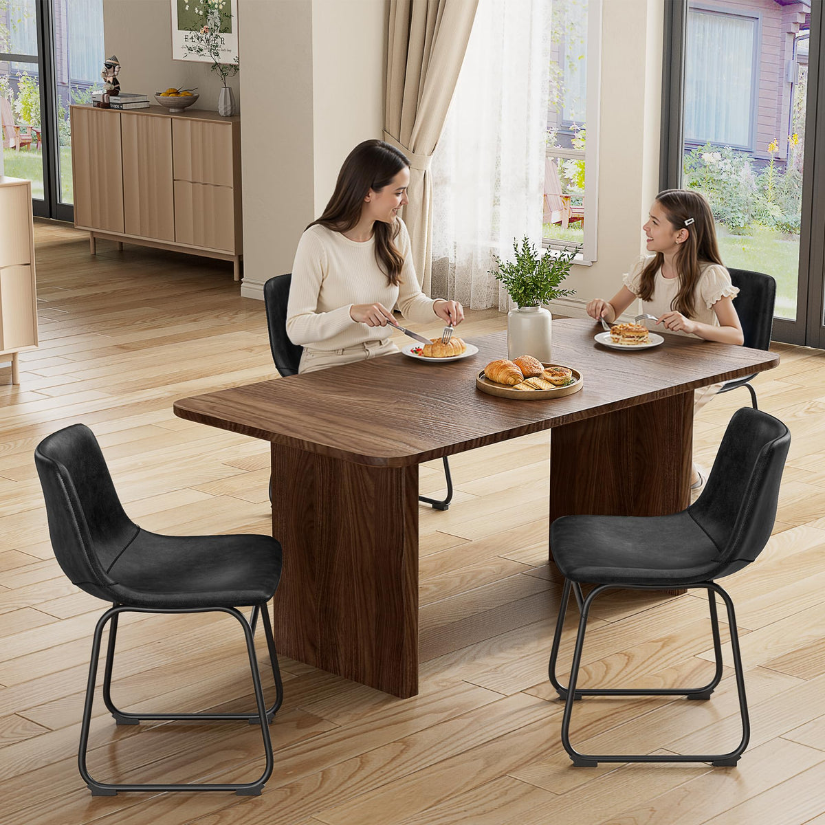Black PU Leather Dining Chairs Set of 6 X4875
