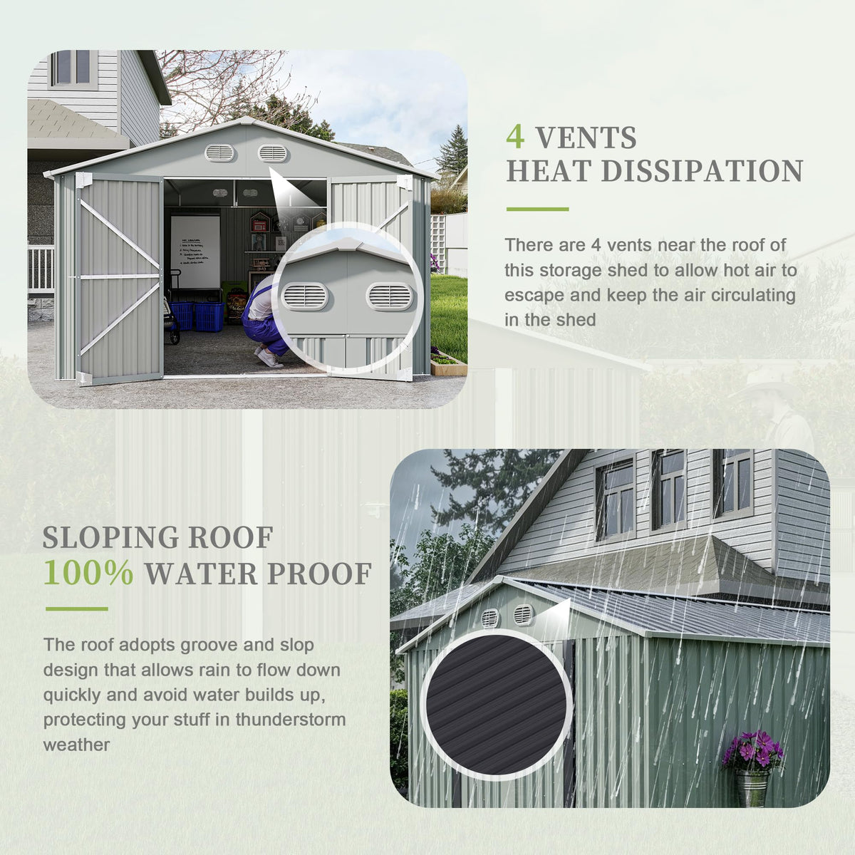 10x12 FT White Metal Storage Shed U96961