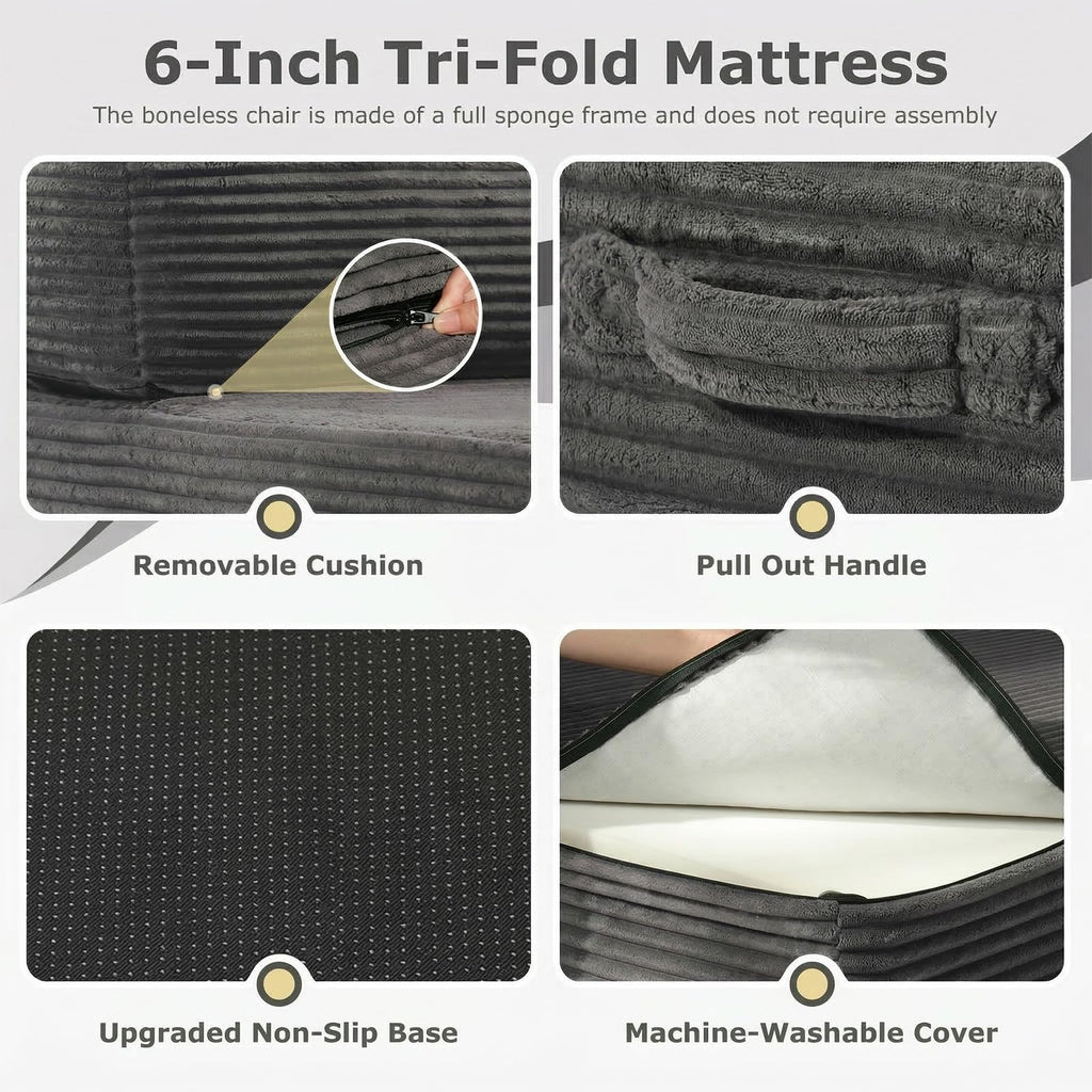 6 inch Tri-Folding Full Size Grey Mattress B574