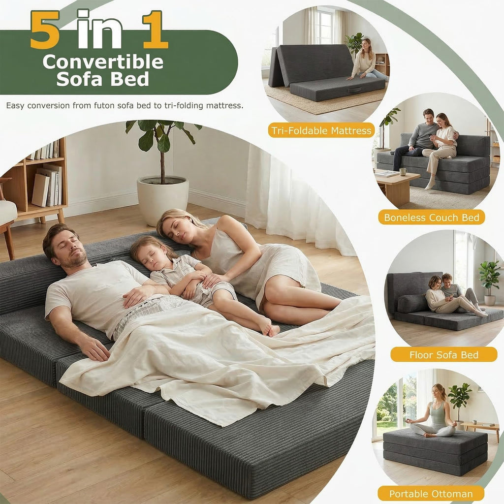 6 inch Tri-Folding Full Size Grey Mattress B574