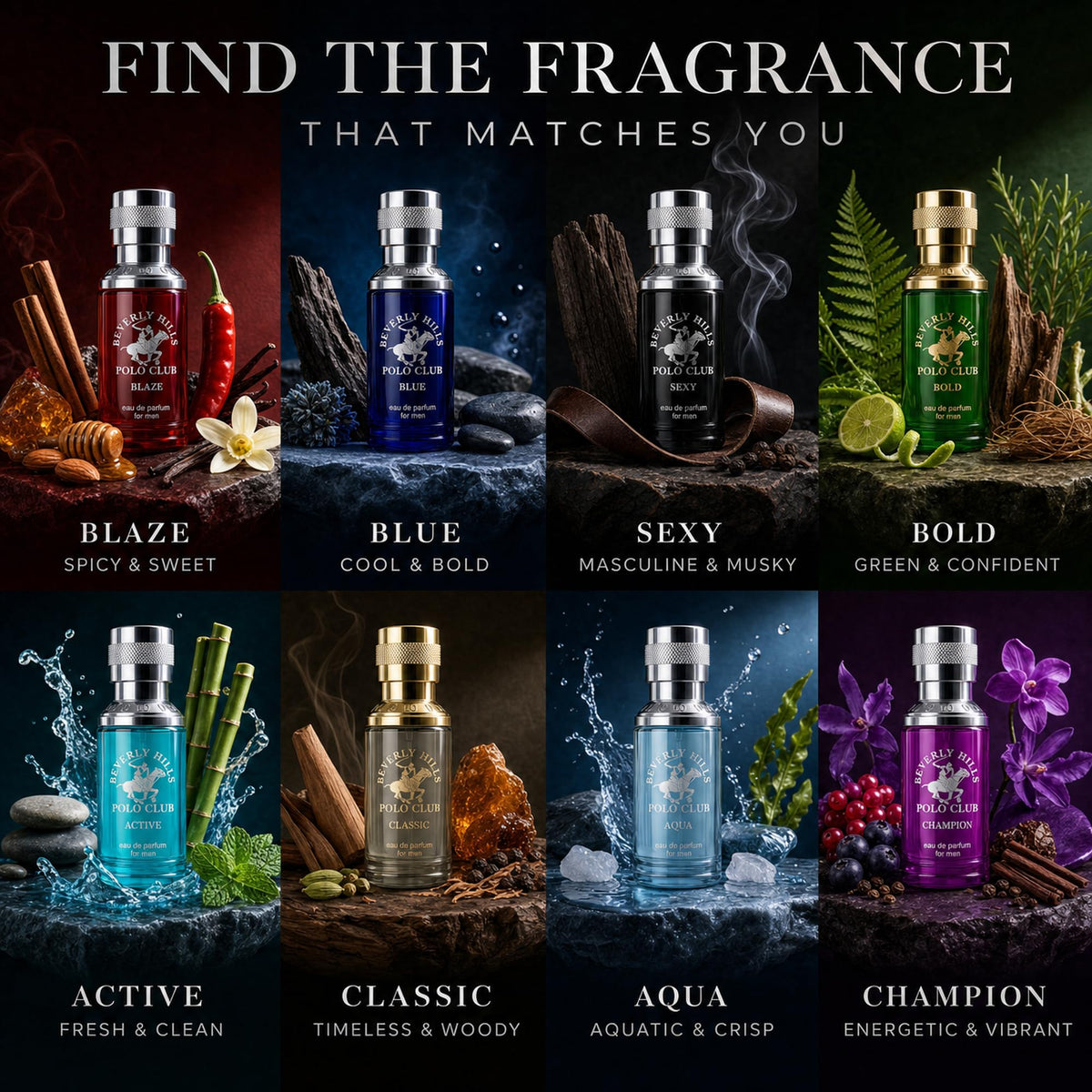 8 Pc 0.34 oz Men's Cologne Gift Set W1671