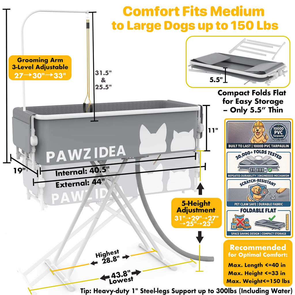 2-in-1 Dog Bathtub & Grooming Table Y39687