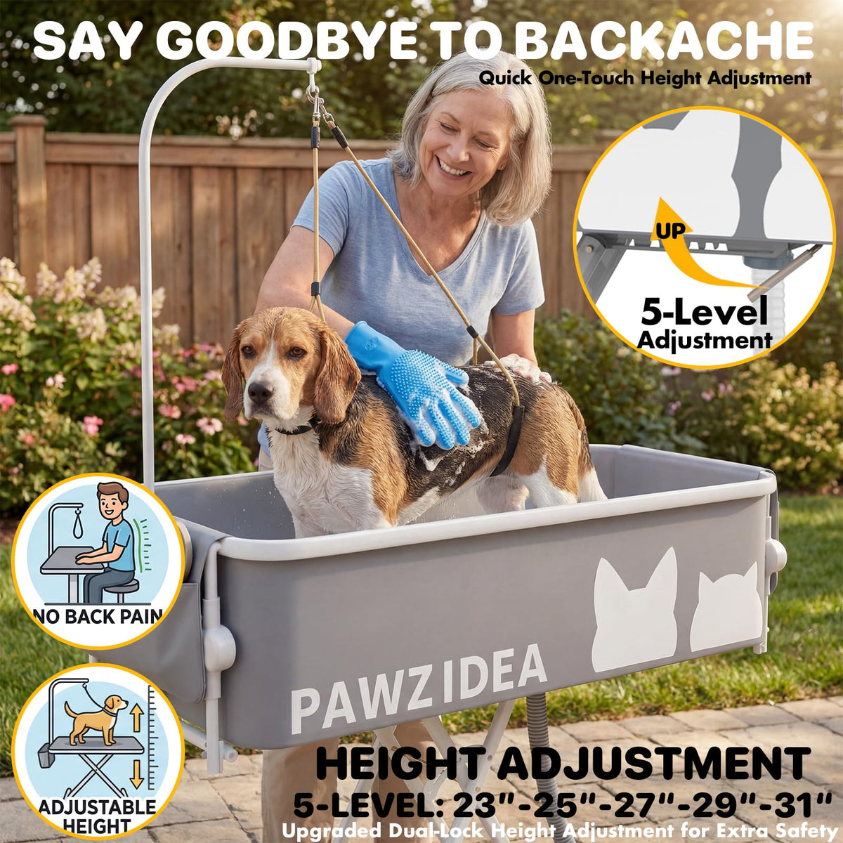 2-in-1 Dog Bathtub & Grooming Table Y39687