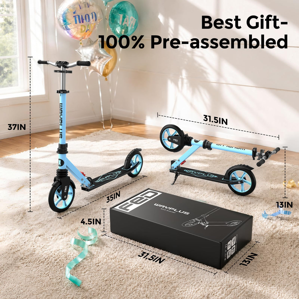Kick Scooter with 8 Big Wheels W333663