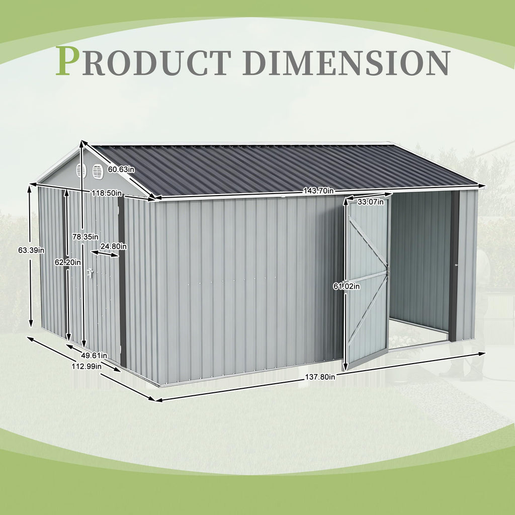 10x12 FT White Metal Storage Shed U96961