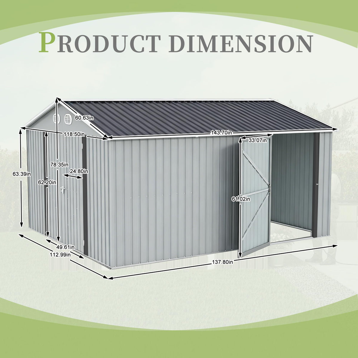 10x12 FT White Metal Storage Shed U96961