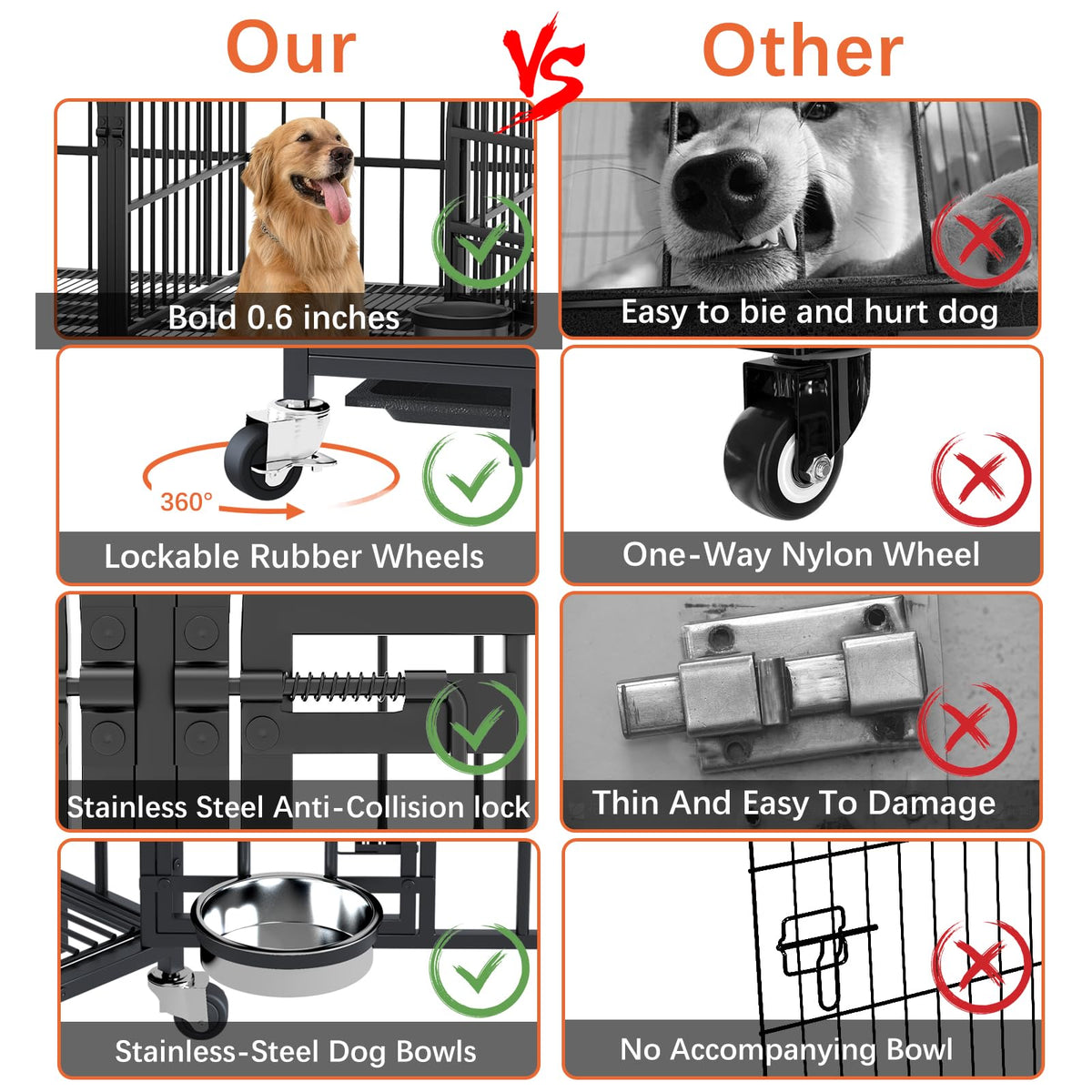 42" Heavy Duty Metal Dog Crate with Divider N76074