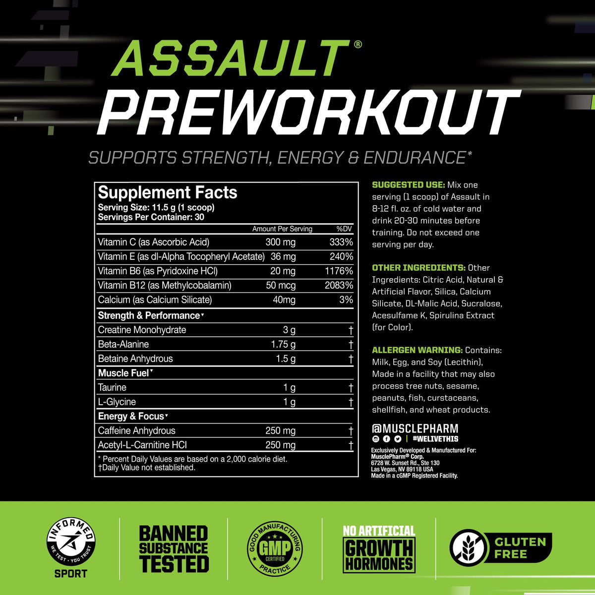 Blue Raspberry PreWorkout Powder 30 Servings V7957