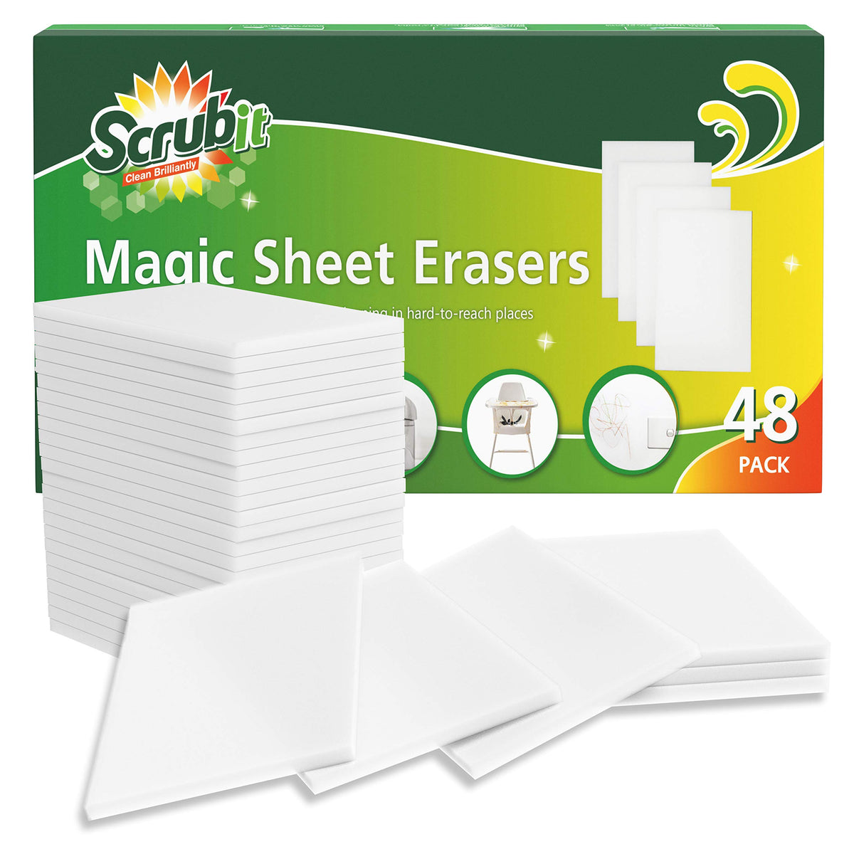 48 Pack Melamine Sponge Eraser Sheets B1085